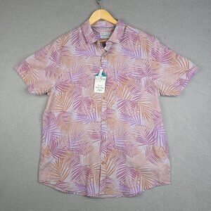 Tenth And Ocean Shirt Mens Size Large  Palm Print Floral Washable Linen Cotton